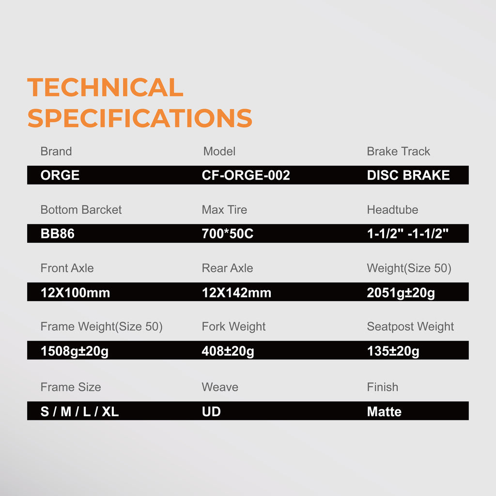 Gravel Bicycle Frame CF-ORGE-002