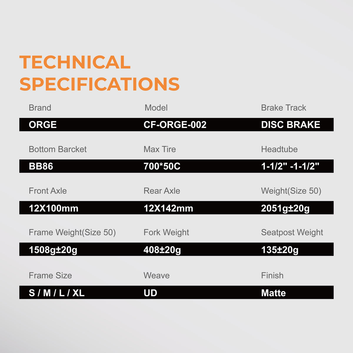 Gravel Bicycle Frame CF-ORGE-002