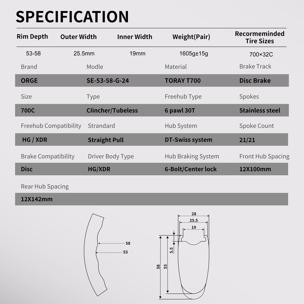 Road Wheelsets RW-ORGE-SE5358-G-21